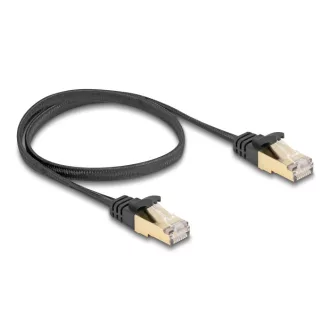   Delock RJ45 lapos hálózati kábel fonott borítással Cat.6A U/FTP apa - apa 0,5 m fekete (80324)