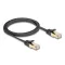 Delock RJ45 lapos hálózati kábel fonott borítással Cat.6A U/FTP apa - apa 1 m fekete (80325)