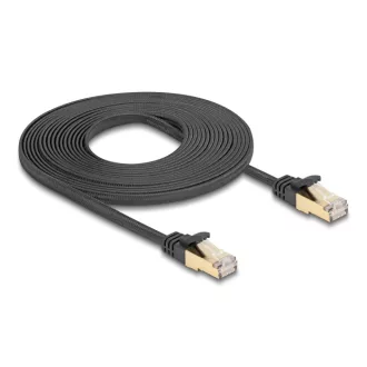   Delock RJ45 lapos hálózati kábel fonott borítással Cat.6A U/FTP apa - apa 5 m fekete (80328)
