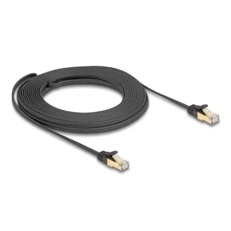   Delock RJ45 lapos hálózati kábel fonott borítással Cat.6A U/FTP apa - apa 10 m fekete (80330)