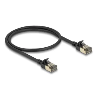   Delock RJ45 hálózati kábel Cat.8.1 F/FTP Slim Pro 0,5 m, fekete (80338)