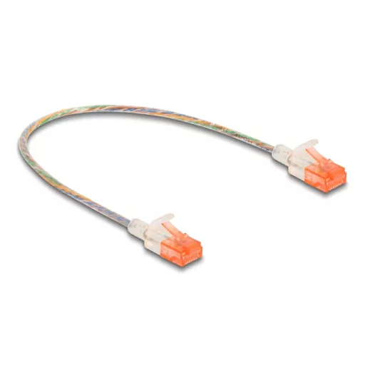 Delock RJ45 hálózati kábel Cat.6A U/UTP vékony 0,3 m áttetsző (80351)