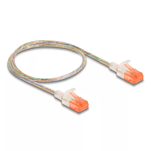 Delock RJ45 hálózati kábel Cat.6A U/UTP vékony 0,5 m áttetsző (80352)