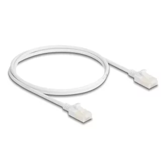   Delock RJ45 hálózati kábel Cat.6A apa   apa robosztus csatlakozóval ipari felhasználásra U/UTP Slim 1 m, fehér (80359)