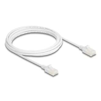  Delock RJ45 hálózati kábel Cat.6A apa   apa robosztus csatlakozóval ipari felhasználásra U/UTP Slim 3 m, fehér (80361)