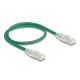 Delock RJ45 hálózati kábel Cable Cat.6A apa   apa hajlított csatlakozóval U/FTP Slim 0,5 m, zöld