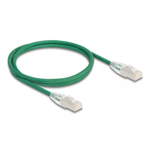 Delock RJ45 hálózati kábel Cable Cat.6A apa   apa hajlított csatlakozóval U/FTP Slim 1 m, zöld (80365)