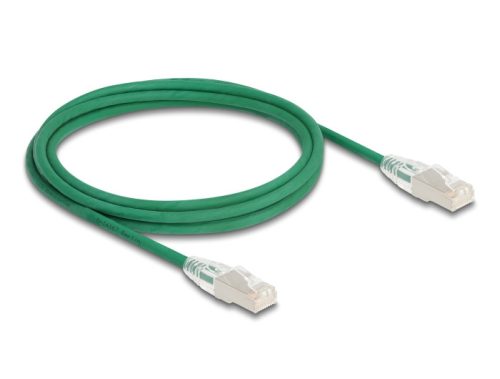 Delock RJ45 hálózati kábel Cable Cat.6A apa   apa hajlított csatlakozóval U/FTP Slim 2 m, zöld