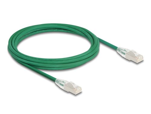 Delock RJ45 hálózati kábel Cable Cat.6A apa   apa hajlított csatlakozóval U/FTP Slim 3 m, zöld