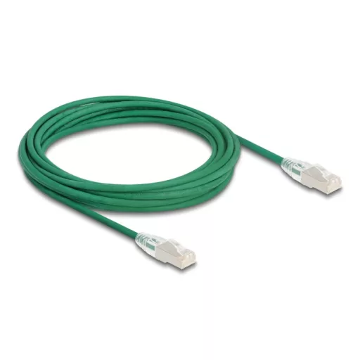 Delock RJ45 hálózati kábel Cable Cat.6A apa   apa hajlított csatlakozóval U/FTP Slim 5 m, zöld (80368)