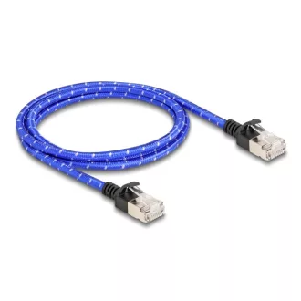   Delock RJ45 hálózati kábel fonott borítással Cat.6A U/FTP Slim, 1 m, kék (80377)