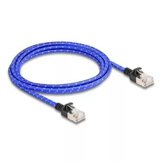   Delock RJ45 hálózati kábel fonott borítással Cat.6A U/FTP Slim, 2 m, kék (80378)