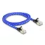 Delock RJ45 lapos hálózati kábel fonott borítással Cat.6A U/FTP 1 m, kék (80383)