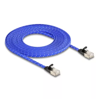   Delock RJ45 lapos hálózati kábel fonott borítással Cat.6A U/FTP 5 m, kék (80386)