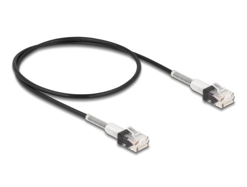 Delock RJ45 hálózati kábel dupla hajlítás védelemmel Cat.6A UTP Slim 0,5 m, fekete