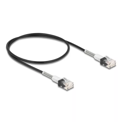 Delock RJ45 hálózati kábel dupla hajlítás védelemmel Cat.6A UTP Slim 0,5 m, fekete (80388)