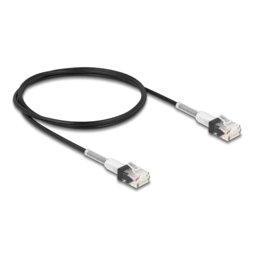 Delock RJ45 hálózati kábel dupla hajlítás védelemmel Cat.6A UTP Slim 1 m, fekete (80389)