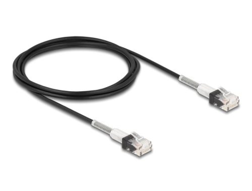 Delock RJ45 hálózati kábel dupla hajlítás védelemmel Cat.6A UTP Slim 2 m, fekete (80390)