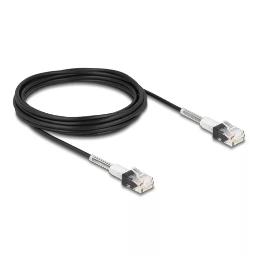Delock RJ45 hálózati kábel dupla hajlítás védelemmel Cat.6A UTP Slim 5 m, fekete (80392)