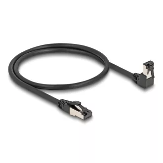   Delock RJ45 hálózati kábel Cat.8.1 S/FTP 90  fokban lefelé hajló / egyenes 0,5 m fekete (80399)