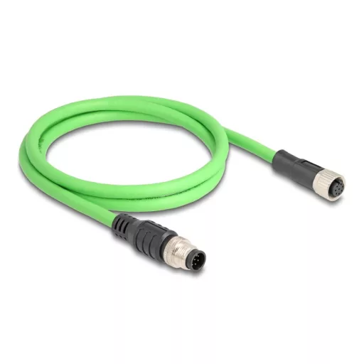 Delock Kábel M12 A kódolt 8 tűs apa - anya PUR (TPU) 1 m (80401)