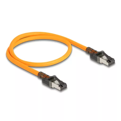 Delock RJ45 hálózati kábel USB Type-C  porttal megtalálási, önazonosítási funkcióval Cat.6A S/FTP 0,5 m narancssárga (80403)