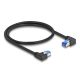 Delock RJ45 hálózati kábel Cat.6A S/FTP jobb / bal, hajlított, 0,5 m, fekete színű