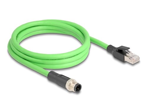 Delock Kábel M12 D kódolt 4 tűs apa - RJ45 apa PUR (TPU) 2 m