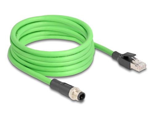 Delock Kábel M12 D kódolt 4 tűs apa - RJ45 apa PUR (TPU) 5 m