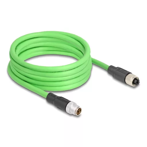 Delock Kábel M12 X kódolt 8 tűs apa - anya PUR (TPU) 5 m (80434)