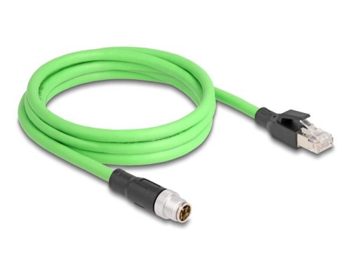 Delock Kábel M12 X kódolt 8 tűs apa - RJ45 apa PUR (TPU) 2 m