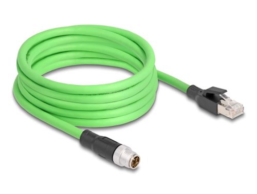 Delock Kábel M12 X kódolt 8 tűs apa - RJ45 apa PUR (TPU) 5 m