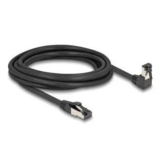   Delock RJ45 hálózati kábel Cat.8.1 S/FTP 90  fokban lefelé hajló / egyenes 3 m fekete (80447)
