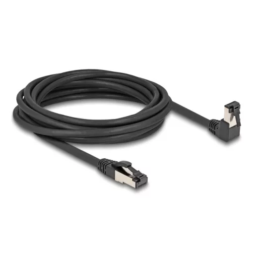 Delock RJ45 hálózati kábel Cat.8.1 S/FTP 90  fokban lefelé hajló / egyenes 5 m fekete (80448)