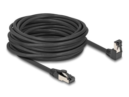 Delock RJ45 hálózati kábel Cat.8.1 S/FTP 90  fokban lefelé hajló / egyenes 10 m fekete