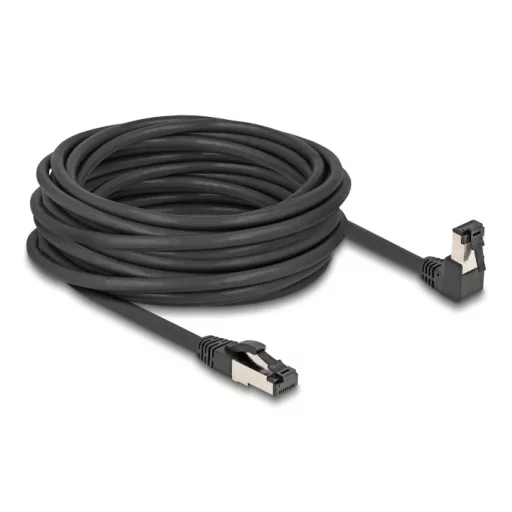 Delock RJ45 hálózati kábel Cat.8.1 S/FTP 90  fokban lefelé hajló / egyenes 10 m fekete (80449)