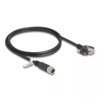   Delock M12 kábel X-kódú 8 tűs anya - RJ45 apa csavarokkal Cat.6A S/FTP 1 m hosszú fekete (80456)