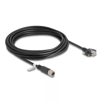   Delock M12 kábel X-kódú 8 tűs anya - RJ45 apa csavarokkal Cat.6A S/FTP 5 m hosszú fekete (80459)
