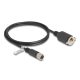 Delock M12 kábel X-kódú 8 tűs anya - RJ45 anya Cat.6A S/FTP installálásához 1 m, fekete