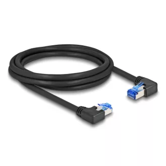   Delock RJ45 hálózati kábel Cat.6A S/FTP jobb / bal, hajlított, 2 m, fekete színű (80465)