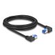 Delock RJ45 hálózati kábel Cat.6A S/FTP jobb / bal, hajlított, 2 m, fekete színű