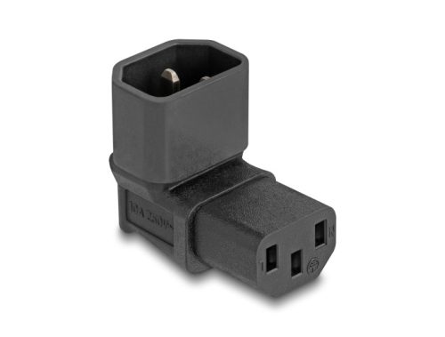 Delock Tápadapter IEC 60320 - C14 - C13, apa / anya, 10 A, 90 -ban hajlított (80472)