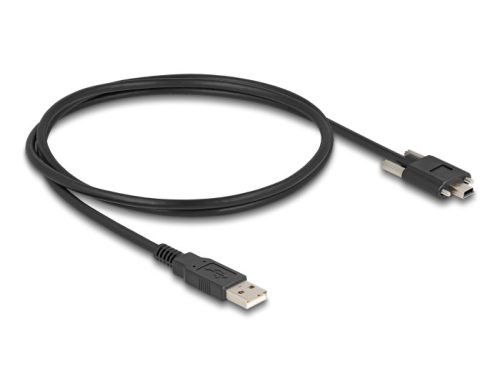 Delock USB 2.0 A-típusú kábel apa - Mini-B-típusú apa csavarokkal 1 m fekete