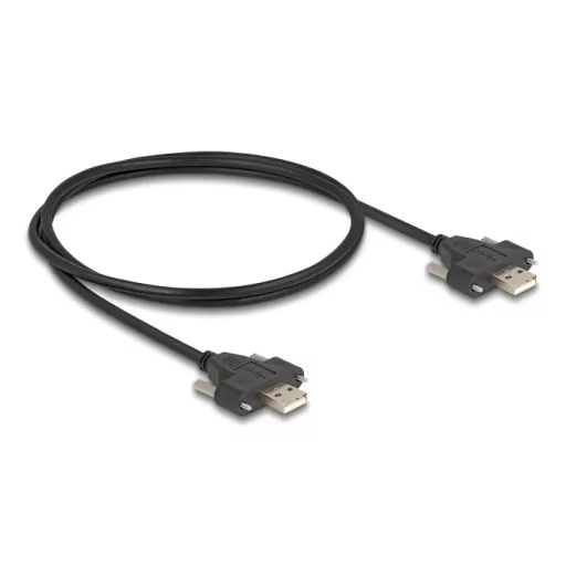 Delock USB 2.0 A-típusú kábel apa   apa csavarokkal 1 m fekete (80479)