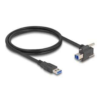   Delock USB 5 Gbps kábel A-típusú USB apa egyenes   B-típusú USB apa csavarral 90 -ban felfelé hajlított 1 m fekete (80480)