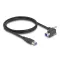 Delock USB 5 Gbps kábel A-típusú USB apa egyenes   B-típusú USB apa csavarral 90 -ban felfelé hajlított 1 m fekete (80480)