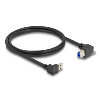   Delock USB 5 Gbps kábel A-típusú USB apa 90 -ban lefelé hajlított   B-típusú USB apa csavarral 90 -ban jobbra hajlított 1 m fekete (80481)
