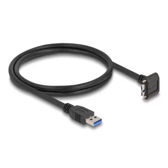   Delock USB 5 Gbps kábel A-típusú USB apa egyenes   Micro-B USB apa csavarral 90 -ban felfelé hajlított 1 m fekete (80483)