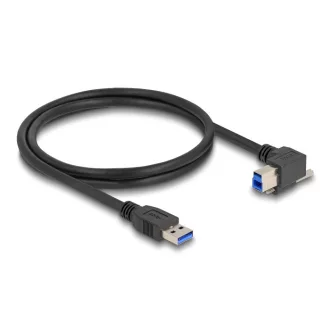   Delock USB 5 Gbps kábel A-típusú USB apa egyenes   B-típusú USB apa csavarral 90 -ban jobbra hajlított 1 m fekete (80484)