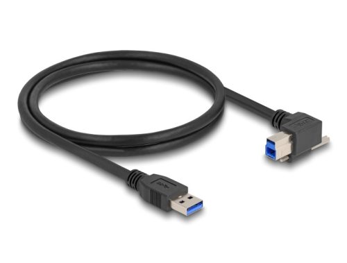 Delock USB 5 Gbps kábel A-típusú USB apa egyenes   B-típusú USB apa csavarral 90 -ban jobbra hajlított 1 m fekete